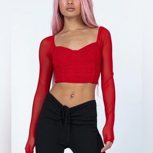 Princess Polly Red Elmore Long Sleeve Top